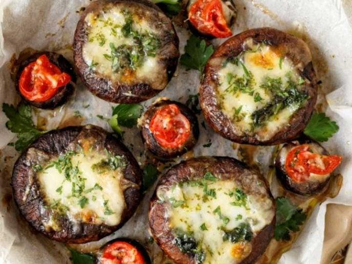 Foto de Champiñones gigantes rellenos con queso azul